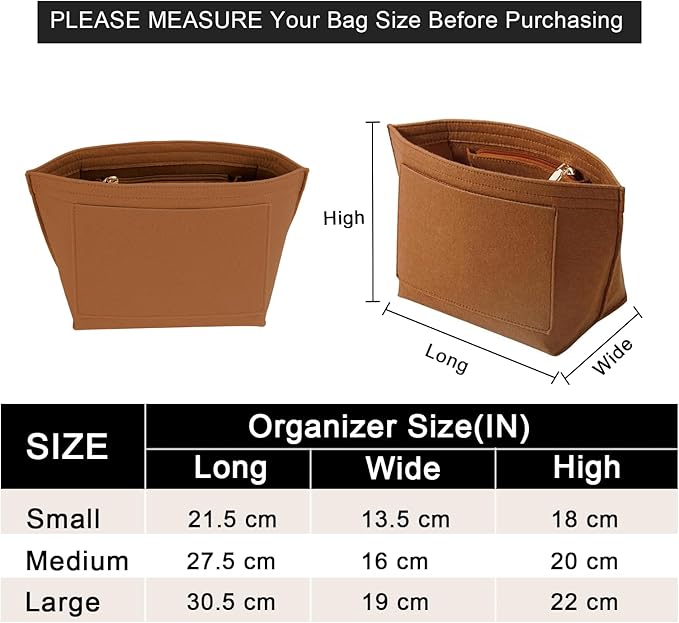 LOUKAYCCI Purse Organizer Insert for Le Pliage Small Handbags Insert Organizer (Brown, Small)
