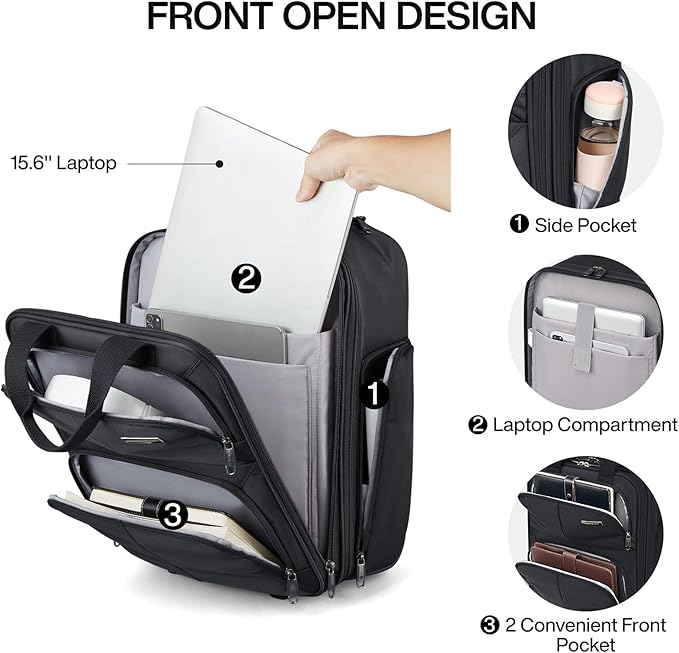 Hanke 16 Inch Underseat Carry On Luggage With Wheels, Small Rolling Suitcase Lightweight Under Seat Carry On Bag, Airline Approved Personal Item Overnight Softside Travel Luggage Bag,Black