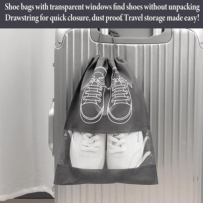 Shoe Bags for Travel, 10 Pcs Travel Shoe Bag Travel Bags Covers for Traveling Packing, Travel Shoe Bags for Storage for Packing in Suitcase (Large, Medium)