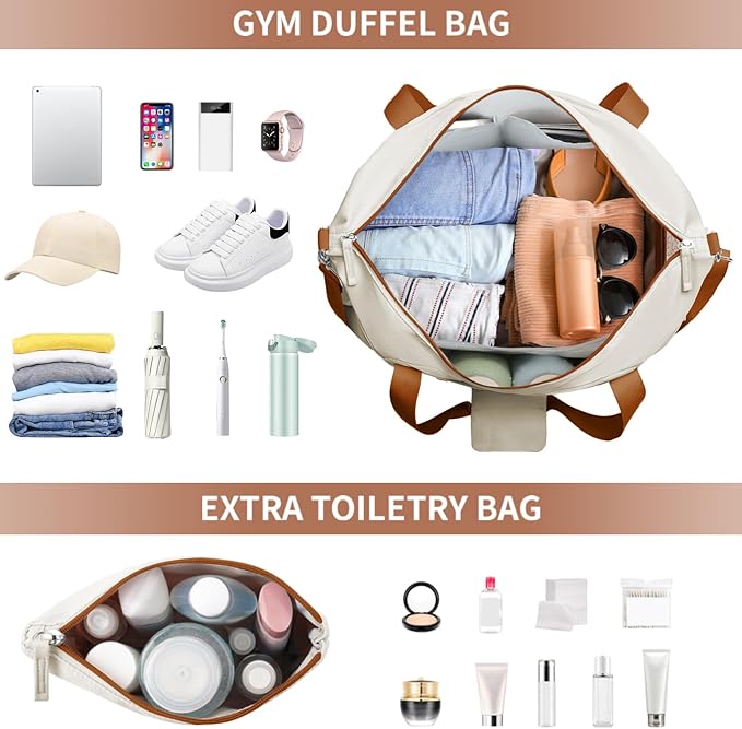 ETRONIK Gym Bag for Women, Personal Item Travel Bag with Shoes Compartment, Weekender Overnight Duffel Bag with Wet Pocket, Carry On Bag for Women, Travel, Gym, Weekend