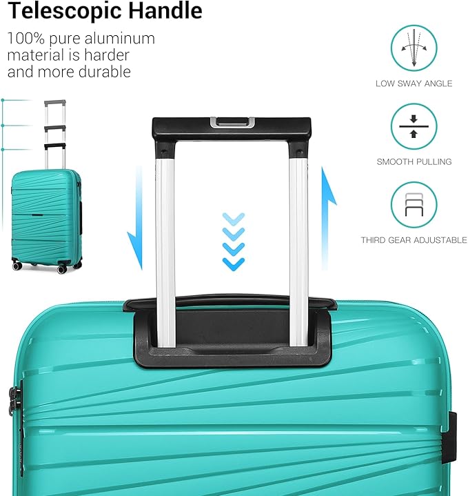 LARVENDER Luggage Sets 2 Piece, Expandable PP 24 Inch Check-in Suitcase with Duffle Bags for Women, Luggage Set Clearance with Spinner Wheels TSA Lock (Ice Blue)