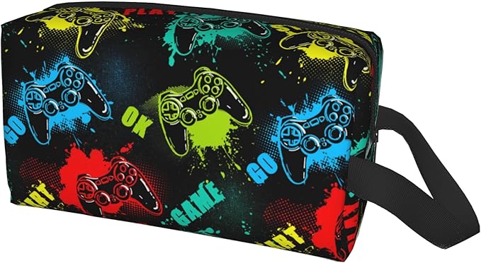 Kids Travel Toiletry Bag for Boys Girls - Waterproof Makeup Pouch Hanging Cosmetic Wash Bags Dopp Kit Shaving Bag for Toiletries Accessories(Game Start)