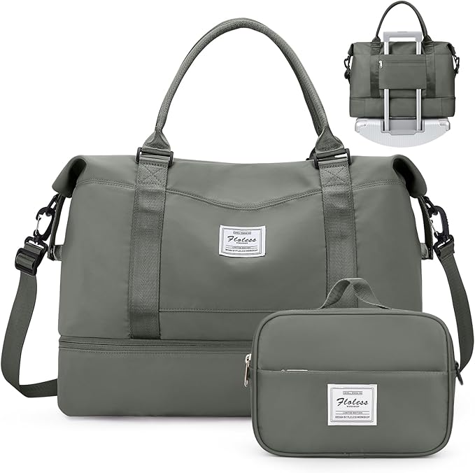 Weekender Bags for Women,Personal Item Travel Bag with Shoes Compartment,Overnight Travel Duffel Bag with Toiletry Bag