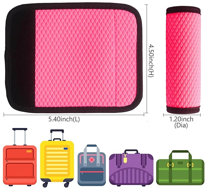Luggage Handle Wrap for Suitcase/Carry On/Backpacks-Neoprene Luggage Handle Wraps Bright Luggage Identifiers/Tags/Spotter/Markers Travel Accessories/Essentials (Pink)
