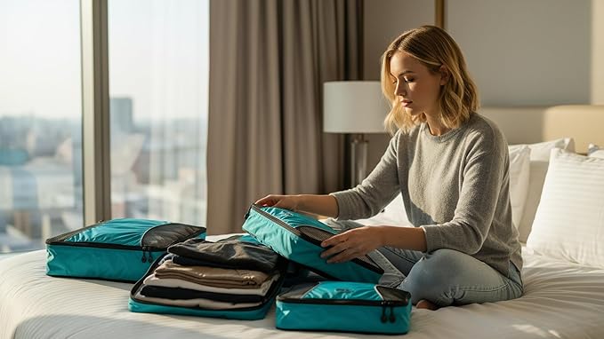 GOX Ultra Light 5 piece Packing Cubes Travel Luggage Organizer 1 Large 2 Medium 2 Small