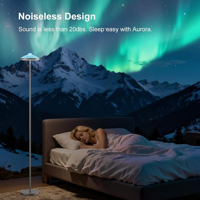 DUSKTEC 3-in-1 Floor Lamp, RGB Aurora & Galaxy Star Projector, 69", White | Magnetic remote & touch, 1400 lm, 3000K–6000K tunable white, 10%–100% dimmable, 1 hr timer for bedrooms, kids' rooms & gaming