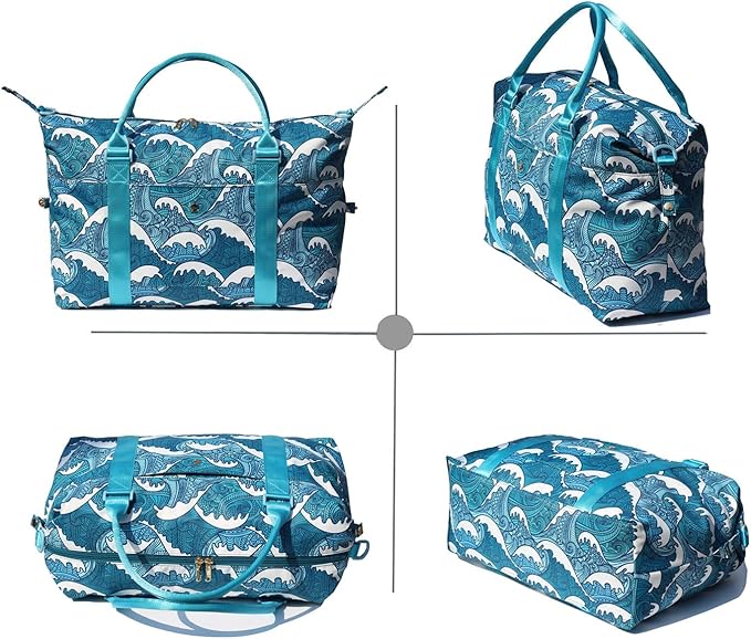 ESVAN Travel Tote Duffel Gym Bag,Weekender Overnight Carry-on Tote Crossbody Bag with Wet Pocket and Trolley Sleeve Upgraded