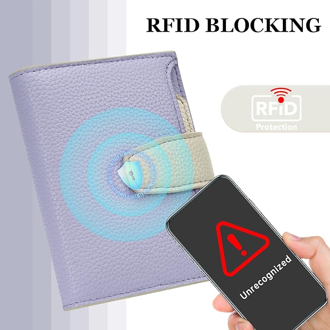 Airkit Small Wallet Women RFID Blocking Soft Leather Bifold Compact Card Holder Wallet for Women with Zipper Coin Pocket 4 ID Window