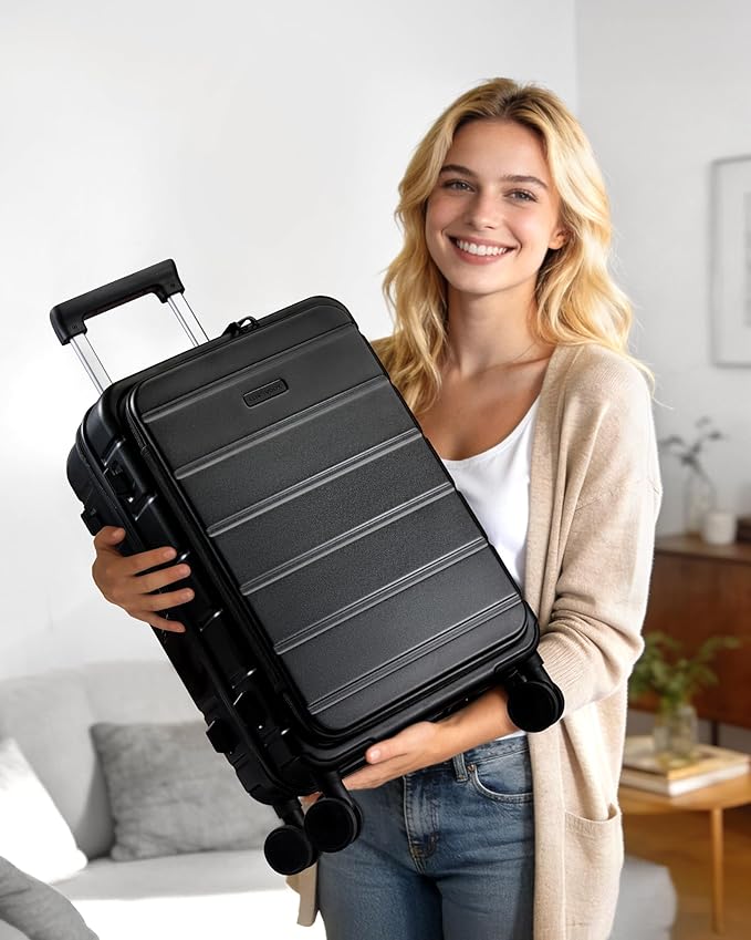 LOVEVOOK Carry On Luggage 22x14x9 Airline Approved with Spinner Wheels, 20 Inch Small Carry On Suitcase with TSA Lock, Expandable Hard Shell Suitcases for Men Women