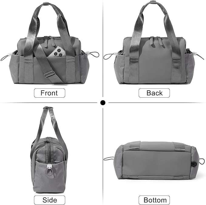 Small Gym Bag for Women, Mini Crossbody Gym Duffle Bag with Wet Compartment, Carry on Gym Tote Bag for Workout Dance Sport Travel (Mini-Grey)