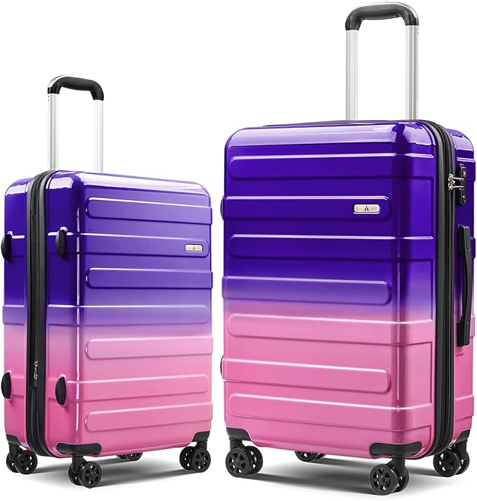 Carry on Luggage 2 Sets(20in/24in) with Spinner Wheels, Lightweight PC+ABS Hard Shell Suitcases, Expandbale Storage & TSA Aprovel Lock