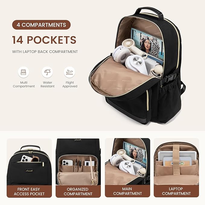 LOVEVOOK Laptop Backpack for Women with Pouch Pocket for Large Capacity Cup,17 Inch Laptop Computer Bag Travel Backpack Purse,Waterproof Work Business Backpack College Teacher Bags,Dark Purple
