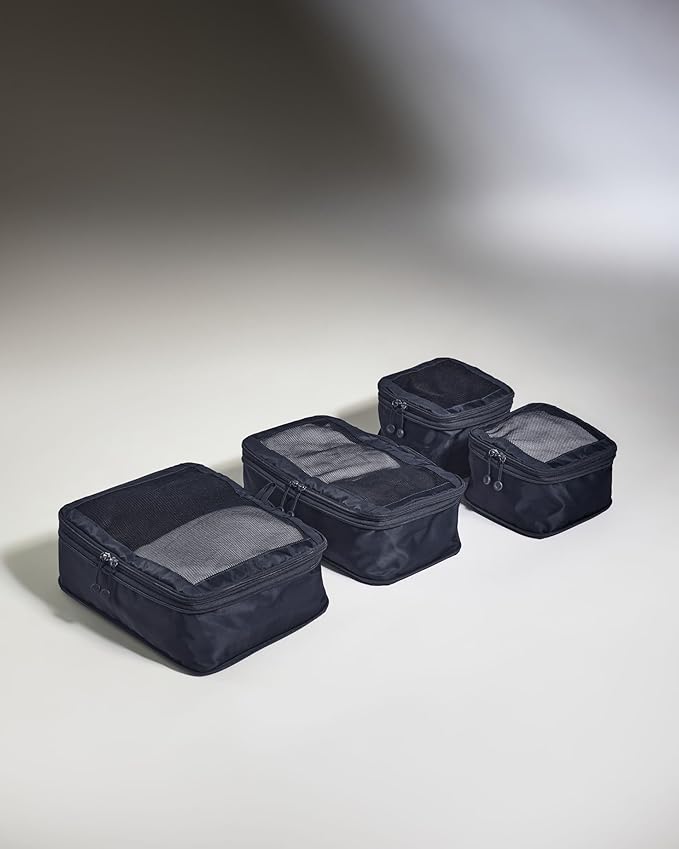 ANTLER - Compression Packing Cubes for Travel, Luggage Organiser for Suitcases or Bags, Travel Accessories, Set of 4, Navy Blue