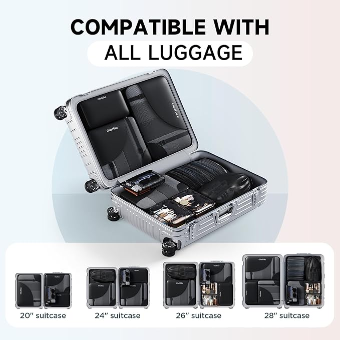 11 Set Packing Cubes for Travel, Gifts for Women Mom Kids, TSA Approved Bags for Makeup, Cosmetic, Toiletry, Suitcase Organizers for Checked Luggage, Cruise Essentials, Airplane Accessories, Black