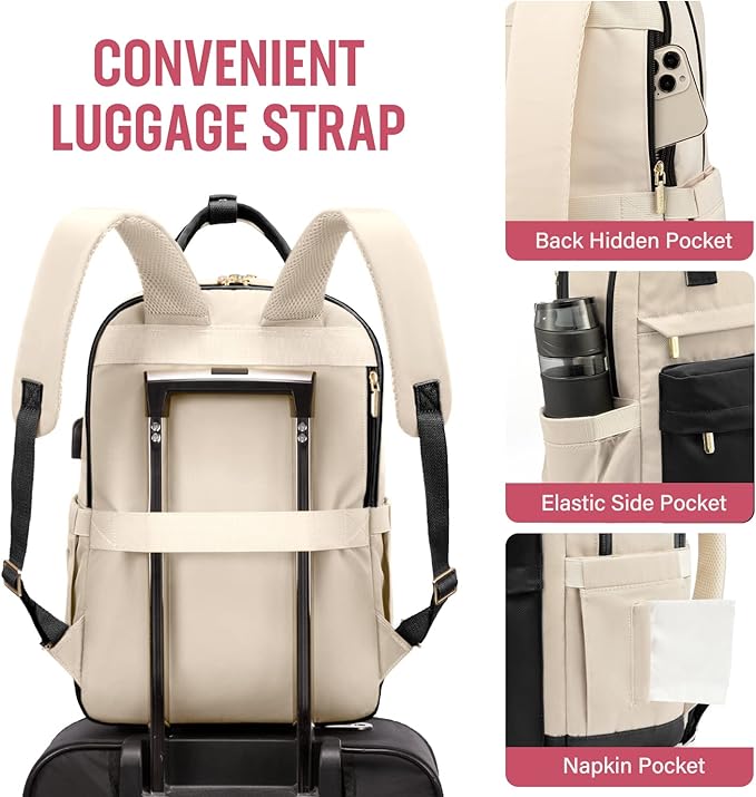 LOVEVOOK Laptop Backpack for Women Men 15.6 Inch Laptop Bag with USB Port Fashion Waterproof Backpacks Teacher Nurse Stylish Travel Bags Vintage Daypacks Bookbag for College School Work