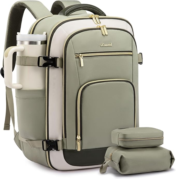 LOVEVOOK Carry On Travel Backpack For Women Flight Approved, 40L Large Personal Item Backpack Travel Bag for Airplanes, Business 17 Inch Laptop Backpack, Weekender Overnight Daypack, With 2 Cubes
