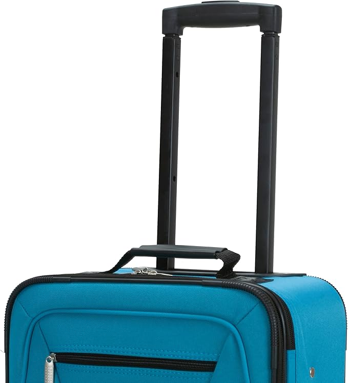 Rockland Fashion Softside Upright Luggage Set, Expandable, Wheel, Telescopic Handle,Turquoise, 2-Piece (14/19)
