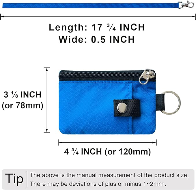 CHENSPRX Minimalist RFID Blocking Small Wallet with ID Window,WaterResistant Zip Id Case Wallet with Lanyard Keychain for Cards,Cash,Travel,Women,Men