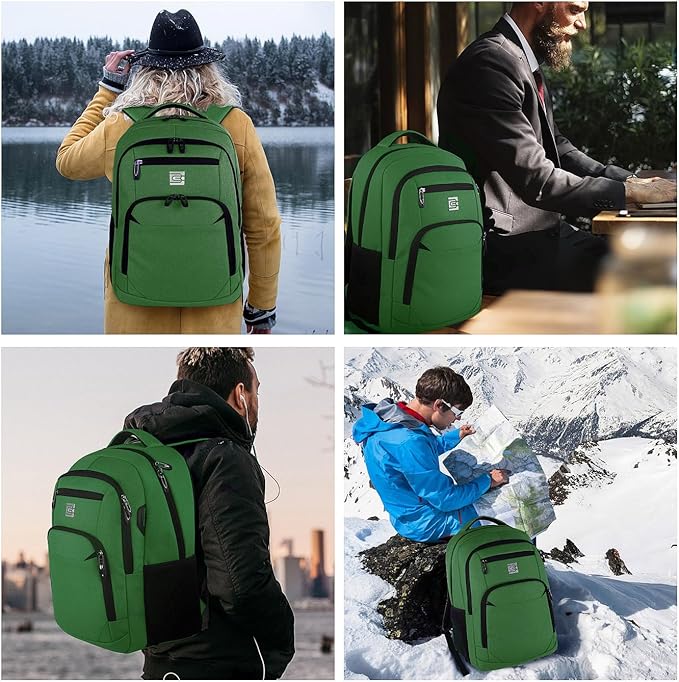 Volher Laptop Backpack,Business Travel Anti Theft Slim Durable Laptops Backpack,Water Resistant College Computer Bag for Women & Men Fits 15.6 Inch Laptop and Notebook-Green
