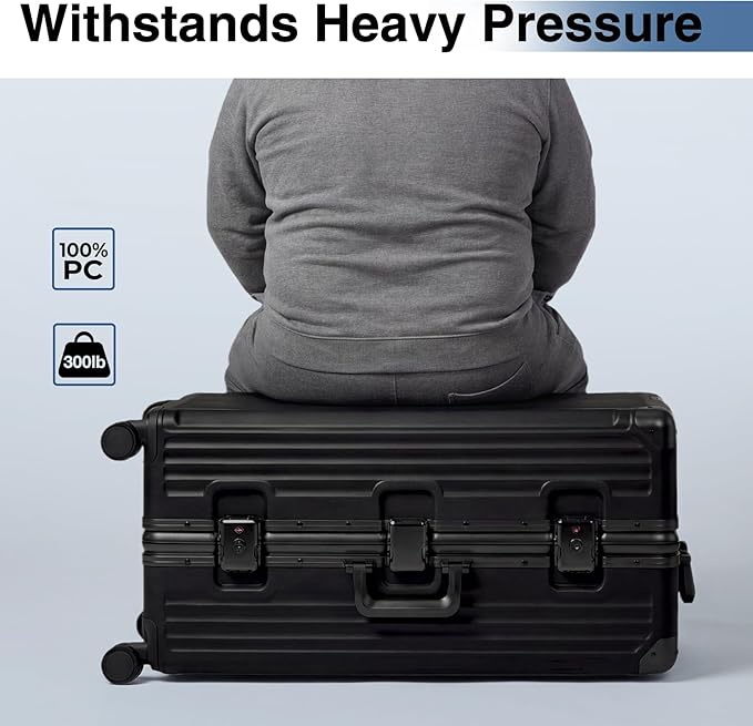 Krute Zipperless Luggage Set 2 Pieces Aluminum Frame PC Hard Shell No Zipper Suitcase Set With Wheels TSA Lock Carry On Luggage and Checked Suitcases