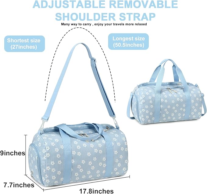 BLUBOON Duffle Bag Girls Kids Cute Gym Bag with Shoes Compartment & Wet Separation Waterproof Sports Overnight Travel Bag