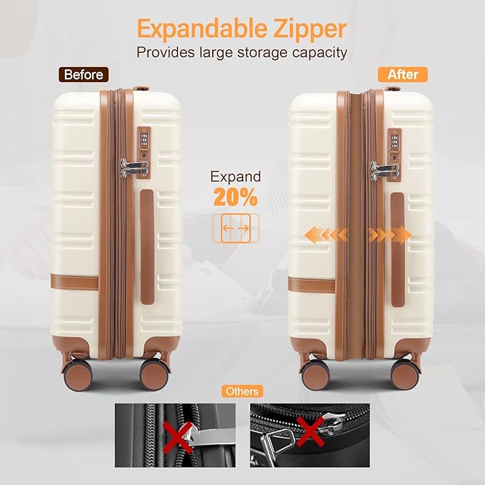 Luggage Sets with spinner wheels, PC+ABS Hard Shell Travel Luggage,Lightweight Carry-on suitcases with TSA Lock,YKK Zippers(Navy, 6 piece set(14/20/24/28/DB/TB))