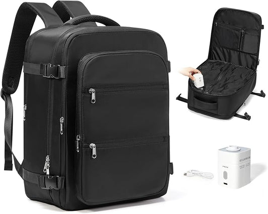 Vacuum Backpack Travel with Pump,Vacuum Sealed Backpack,Travel Backpack with Vacuum System,40x30x20 Airbag Travel,Laptop Vacpack Backpacks Bag Airline Flight Approved,Black