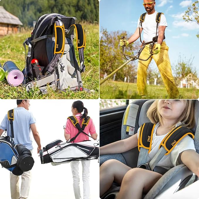 ZINZ 2-Pack Universal Shoulder Pad with Ultra thick Cushion for Bag Luggage Bag Crossbody, Plus Long & Anti-Slip & Breathable,Black Yellow-2Pack
