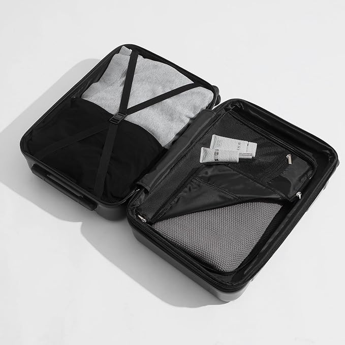 Quatish Carry On Luggage 22x14x9 Airline Approved with Spinner Wheels, 22 inch Expandable Hard Shell Suitcase with TSA Lock, Smooth Rolling Wheel for Lightweight Travel for Men Women, Grey