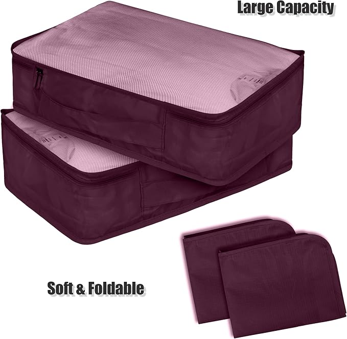 Packing Cubes Set, 2 Pcs Packing Organizers Set for Suitcases (Burgundy)