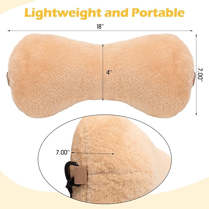 1 Pc Neck Pillow for Recliner Headrest Pillow Bone Shaped Chair Plush with Adjustable Strap Neck Support and Pain Relief Curve Head Cushion for Car Travel Airplane (Coffee)