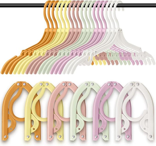 24 Pcs Travel Hangers Portable Foldable Hangers Cruise Ship Essentials Non-Slip Foldable Space Saving Clothes Drying Rack for Travel Cruise Business Trip Suitcase Dormitory School Hotel(Multicolor)