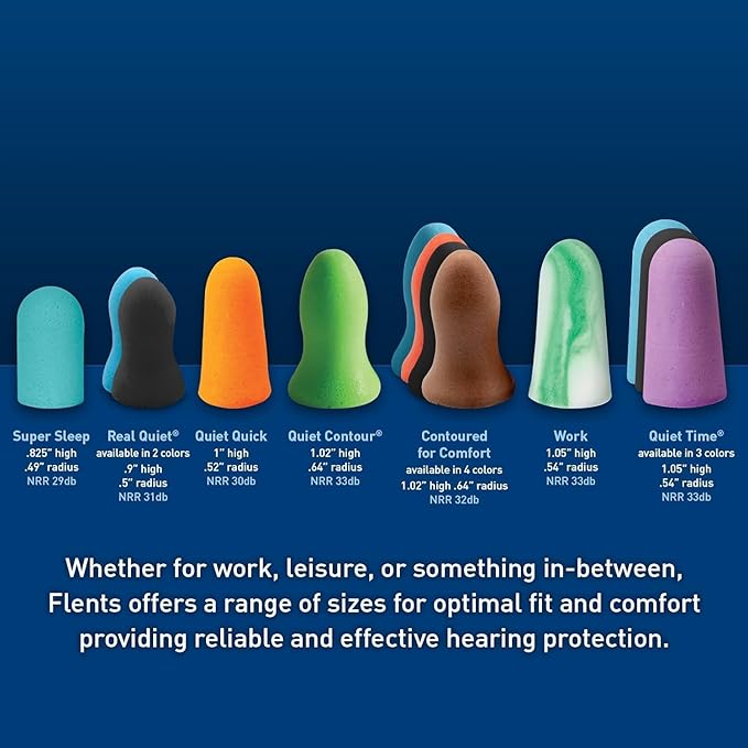 Flents Protechs Foam Ear Plugs, 10 Pair with case Sleeping, Snoring, Loud Noise, Traveling, Concerts, Construction, Studying, Work, Shooting, NRR 33, Noise Cancelling, Green, Made in the USA