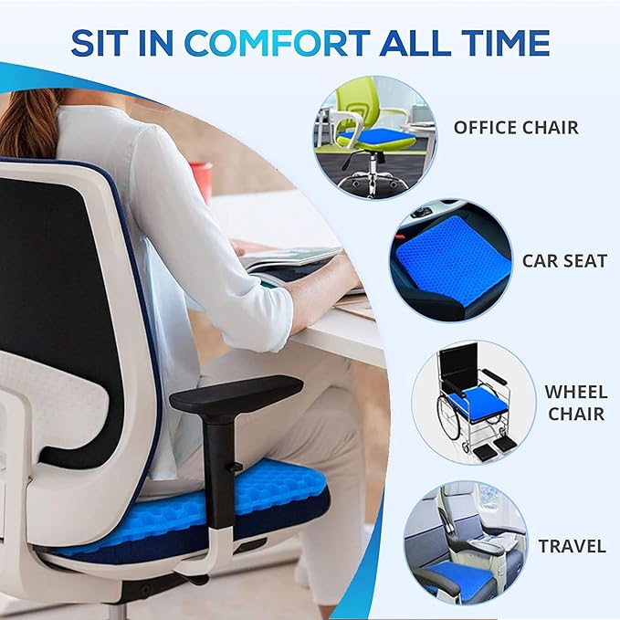 20" Gel Seat Cushion for Long Sitting Pressure Relief(Jumbo&Thick) - Wheelchair Cushion for Pressure Sores - Back, Sciatica & Tailbone Pain Relief Cushion- Non-Slip Butt Pillow for Office, Home, Car