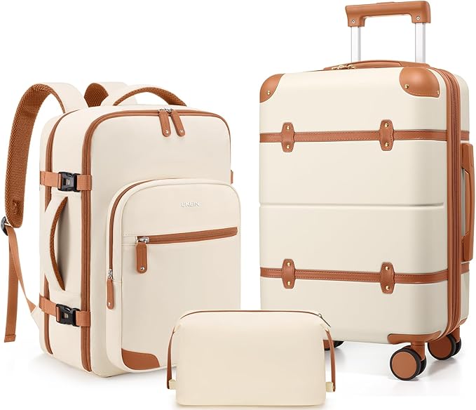 Luggage Sets 3 Piece, Expandable 100% PC Hardshell Suitcase with Spinner Wheels, 20in Suitcase Set with TSA Lock for Women, Carry On Luggage with Travel Backpack