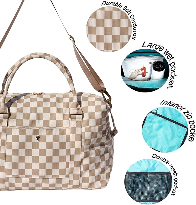 ESVAN Travel Tote Duffel Gym Bag,Weekender Overnight Carry-on Tote Crossbody Bag with Wet Pocket and Trolley Sleeve Upgraded