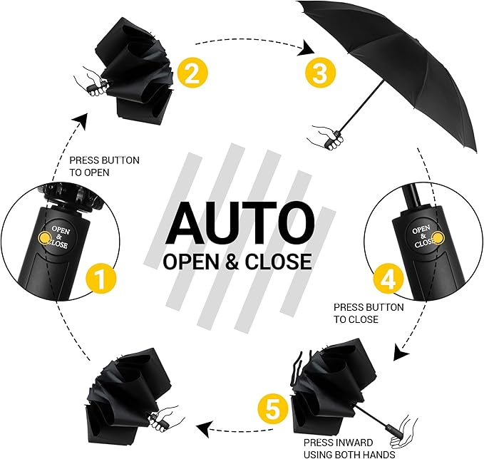 Conlun Travel Inverted Umbrella Compact Windproof- Automatic reverse Umbrellas for Rain - Folding Portable 10 Ribs Large Umbrella
