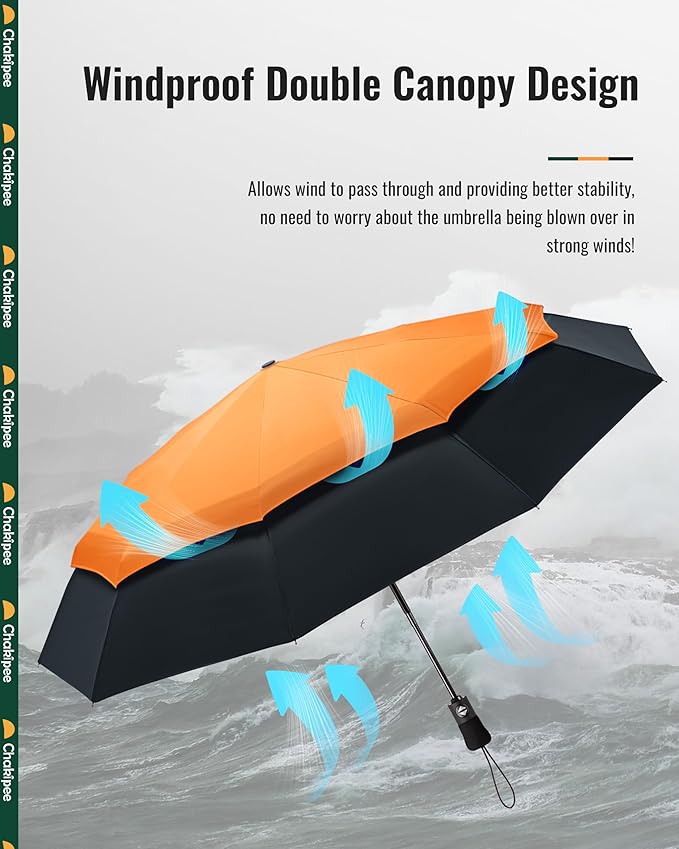 Travel Compact Umbrella Windproof - Portable Automatic for Rain, Folding Umbrella for Men and Women, Portable 210T Fabric