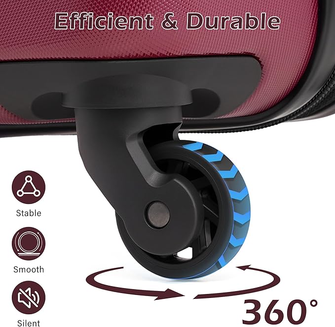 Coolife Medium Checked Luggage Hardside PC+ABS Suitcase with TSA Lock, Lightweight Rolling Carry On with Spinner Wheels(Radiant Pink, 24in)