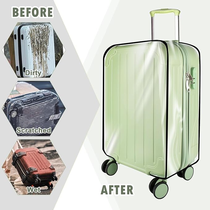 Thicken Clear Luggage Cover Protector, 22" PVC Luggage Covers for Suitcase Waterproof Dustproof Anti-scratch Travel Suitcase Covers Case for Wheeled Luggage
