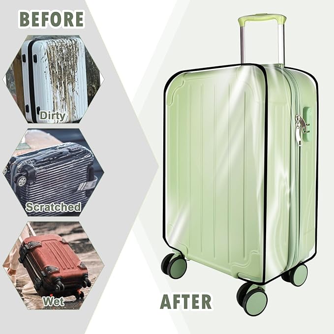 Thicken Clear Luggage Cover Protector, 30" PVC Luggage Covers for Suitcase Waterproof Dustproof Anti-scratch Travel Suitcase Covers Case for Wheeled Luggage