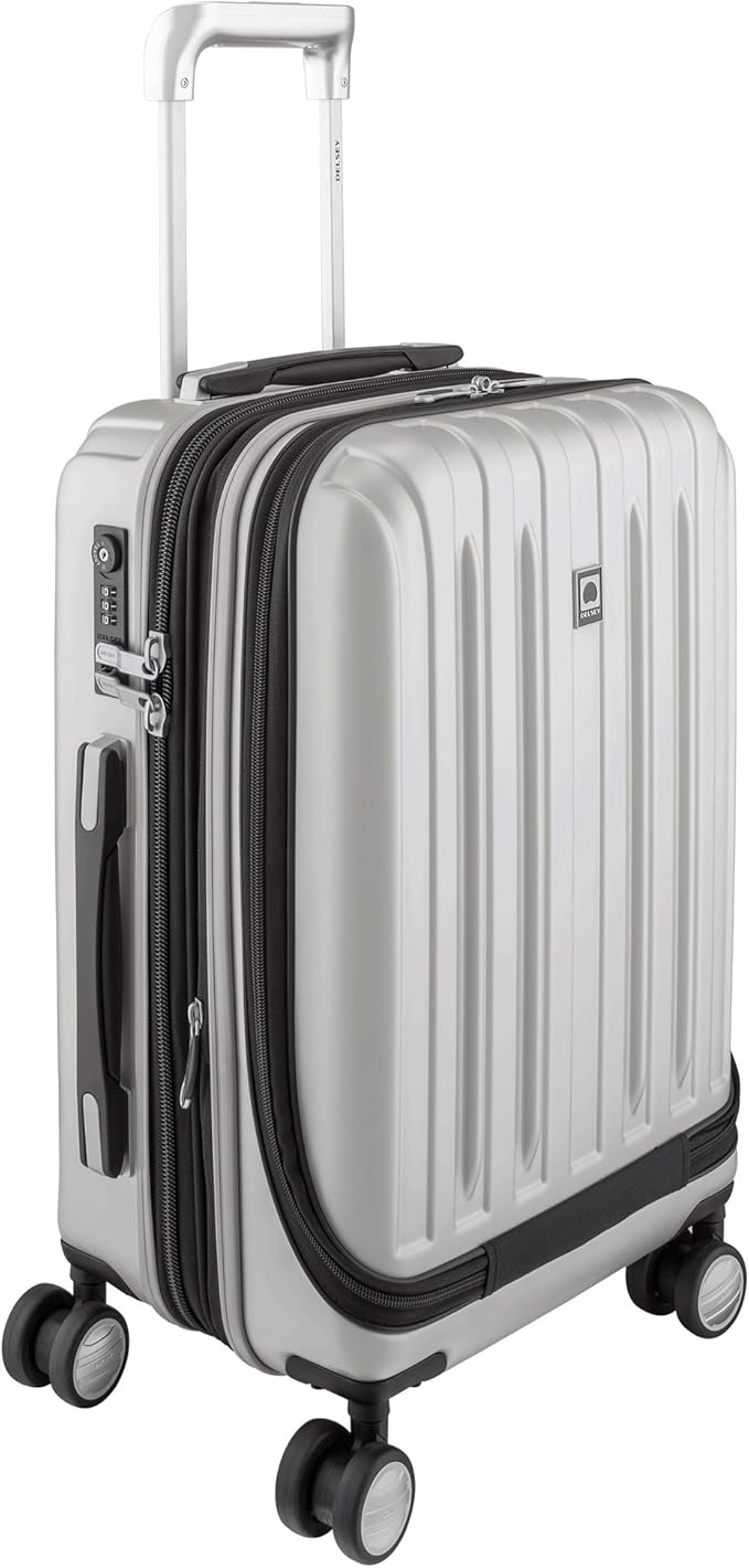 DELSEY PARIS Titanium Hardside Expandable Luggage with Spinner Wheels Carry-On Luggage, Silver, Carry-On 19 Inch