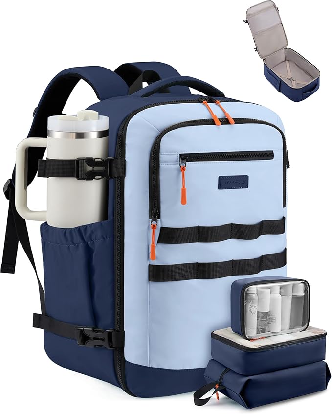 LOVEVOOK 40L Travel Backpack for Women & Men, TSA Approved Carry On Backpack with 3 Packing Cubes, Waterproof Personal Item Bag Fits 17" Laptop, Weekender Essentials Overnight Backpack for Trip
