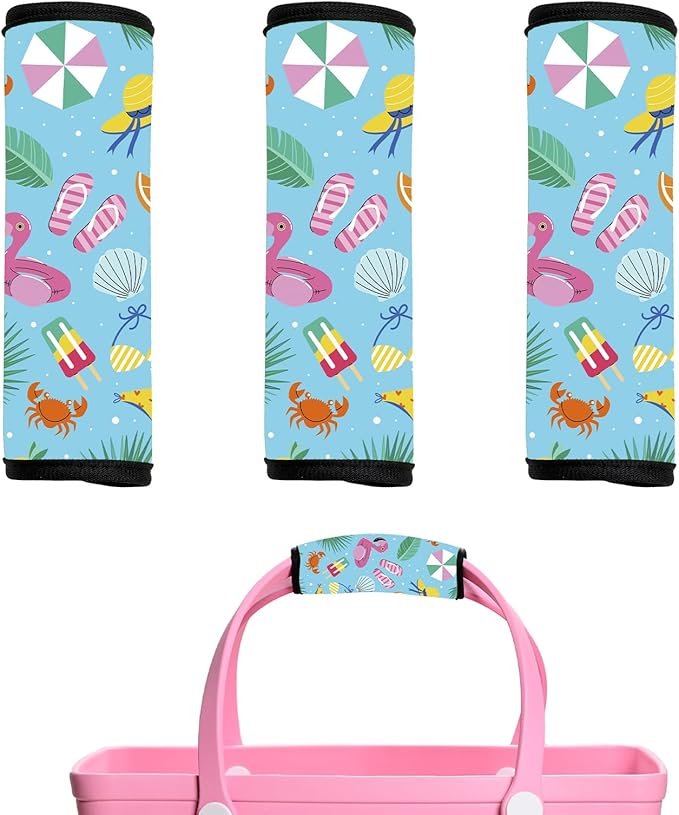 Luggage Handle Wrap 3Pcs Suitcase Identifier - Bogg Bag Strap Wrap Cover, Easy Identification Bright Neoprene Marker Sleeve Grips Comfort Travel Accessories for Airport (Y18)
