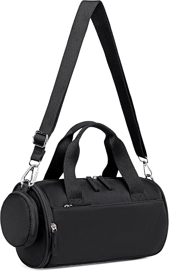 Mini Gym Bag for Women Girls Cute Small Duffle Bag 12'' with Multifunctional Pockets Workout Sport Bags Dance,Fitness,Yoga (Black)