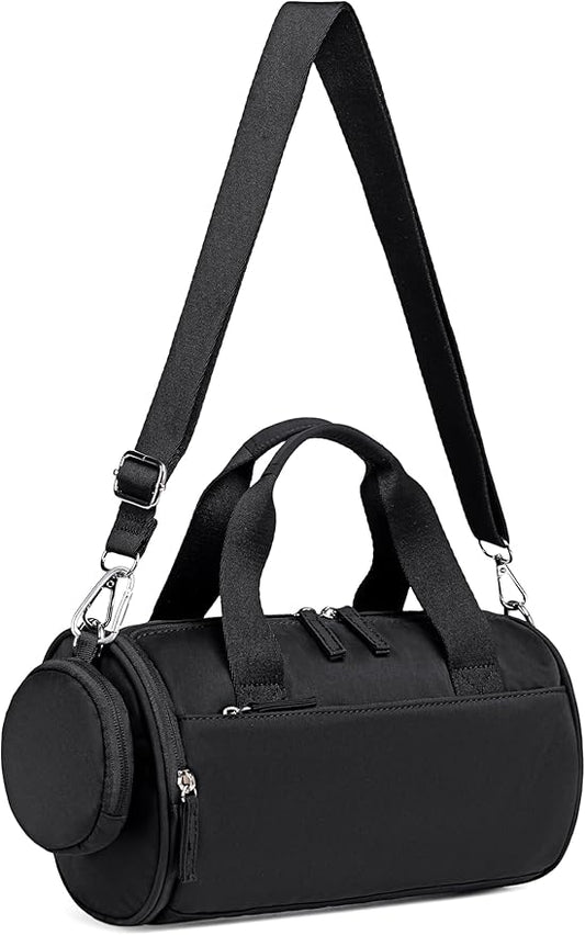 Mini Gym Bag for Women Girls Cute Small Duffle Bag 12'' with Multifunctional Pockets Workout Sport Bags Dance,Fitness,Yoga (Black)