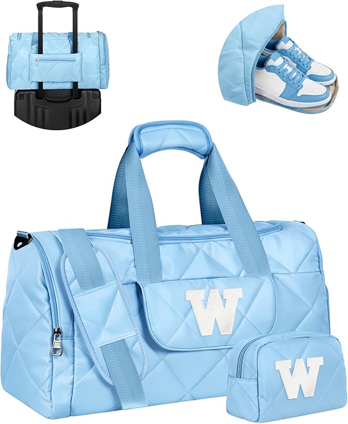 Gifts for Girls, Dance Bag with Letter, Personalized Gifts for Daughter, Granddaughter, Niece, Weekender Bag with Toiletry Bag, Girls Trip Gift Favors, Birthday Christmas Gift Idea