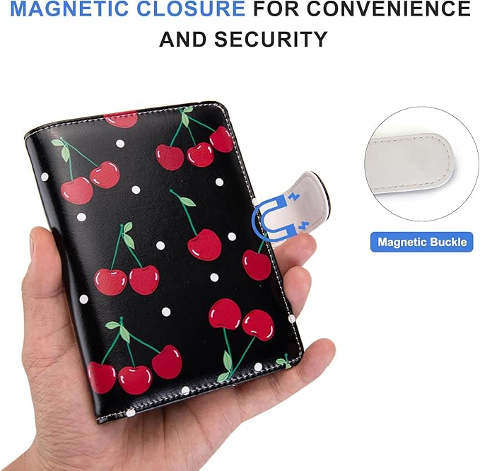 Passport Holder for Travel Essentials, RFID Blocking Passport Wallet Cover with Magnetic Closure, Passport Book Holders for Women and Men (Cherry)