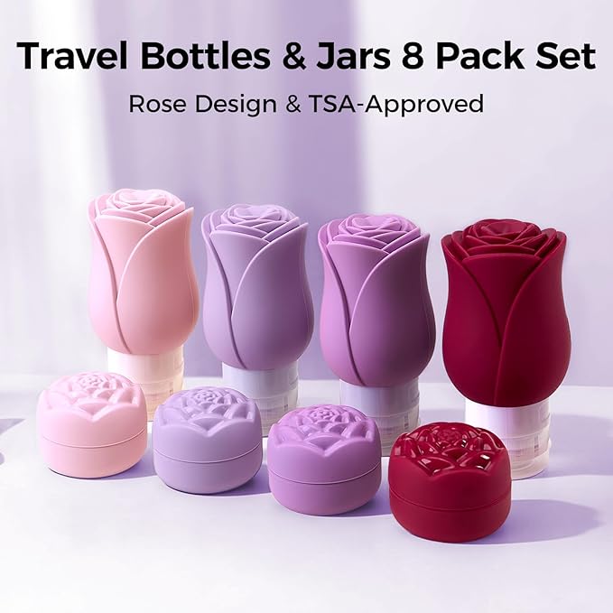 Silicone Travel Bottles - 3 OZ Travel Bottles Leakproof for Travel TSA Approved & Refillable Mini Cream Containers Set 8 Pack, 4 colors