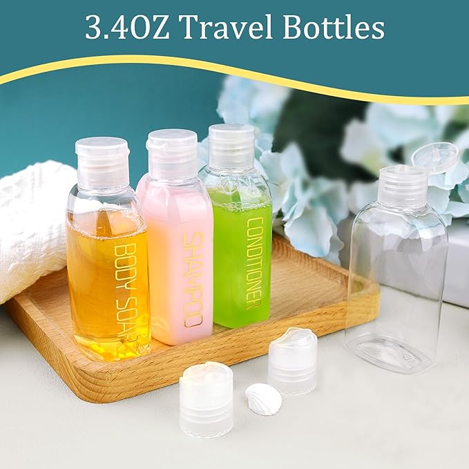 Cosywell 9PCS Leakproof Travel Bottles for Toiletries - TSA Approved Refillable Containers Set for Shampoo, Conditioner, Lotion, Cream Jars
